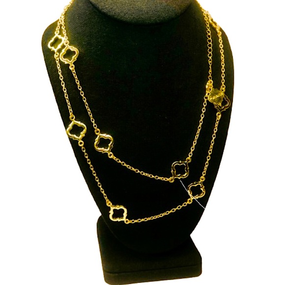 FORNASH Quatrefoil Gold Tone Necklace with lobster claw clasp 42 inches long - Picture 6 of 12
